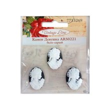 ARS0221 Камеи 'Девушка', (полимер), бело-серый,1,8х2,5х0,5 см, упак./3 шт., Vintage Line
