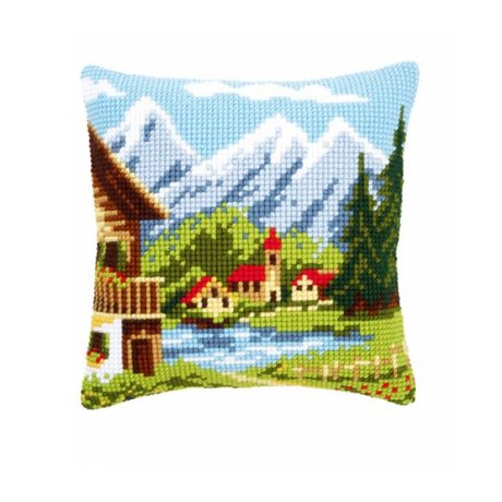 0009079-PN Подушка Vervaco 'Деревушка в Альпах I' 40x40 см