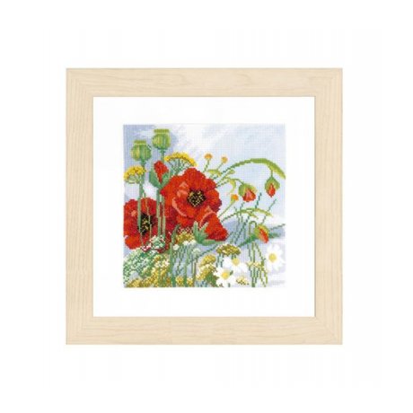 0146360-PN Набор для вышивания LanArte 'Маки 1' (ткань равномерного плетения) 18,5x18,5 см