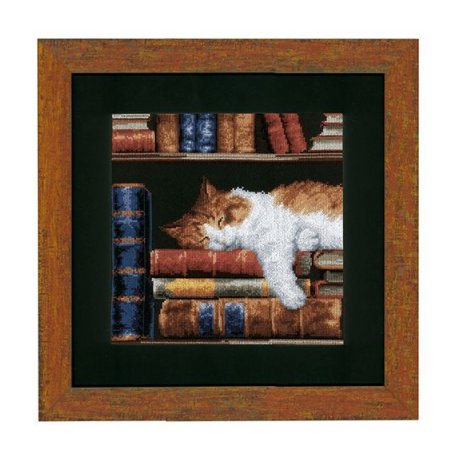 0147121-PN Набор для вышивания Vervaco 'Кошка, спящая на книжной полке' 24x33 см 0147121-PN Набор для вышивания Vervaco 'Кошка, спящая на книжной полке' 24x33 см
