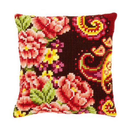 0148044-PN Подушка Vervaco 'Цветы с завитками III' 40x40 см