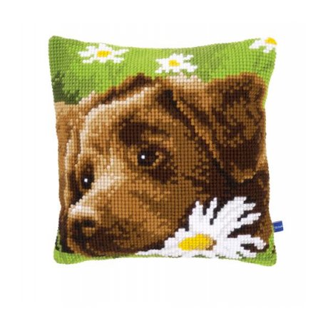 0153855-PN Подушка Vervaco 'Шоколадный лабрадор' 40x40 см