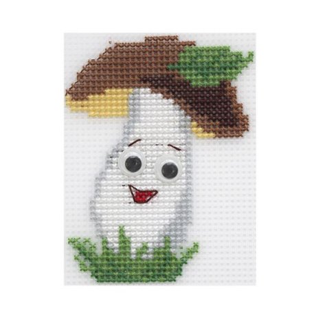 П-0037 Набор для вышивания на пластиковой канве Hobby & Pro Kids 'Грибочек', 8х10 см