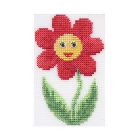 П-0039 Набор для вышивания на пластиковой канве Hobby & Pro Kids 'Цветочек', 8,5х13,5 см